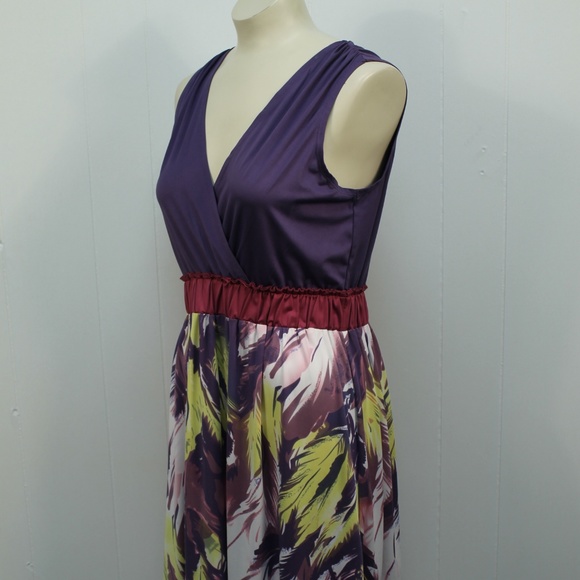 Jonathan Martin Purple V Neck Floral Dress 8 - Picture 3 of 7